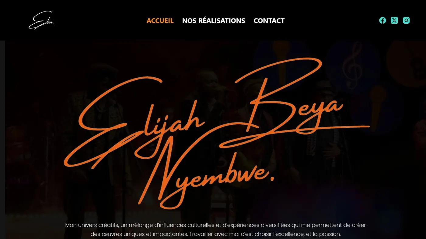 Home page of the artist Elijah Beya Nyembwe's website