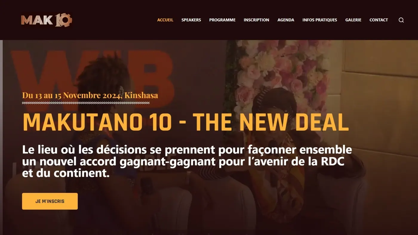 Home page of the Makutano 10 website, The New Deal, Kinshasa 2024