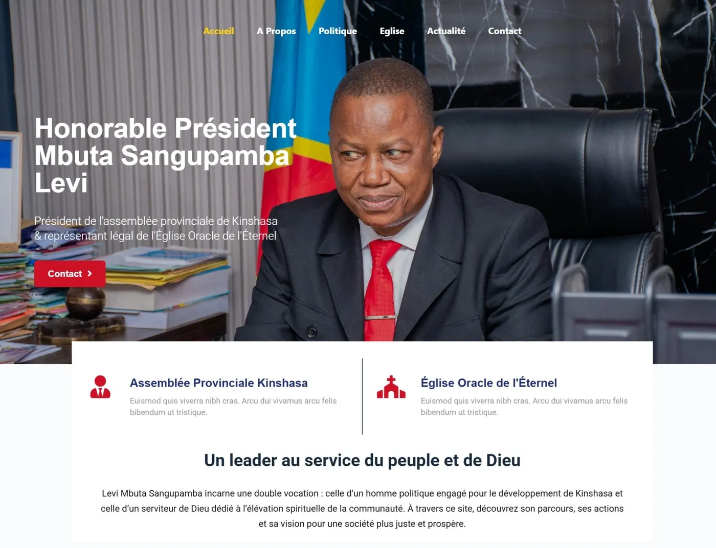 Home page of the Honourable Levi Mbuta Sangupamba's website